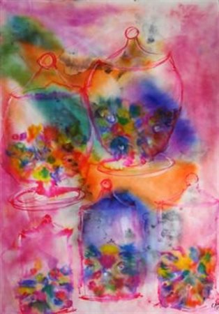 GINO GENTILE Caramelle volanti su carta giapponese e chine orientali Tecnica...