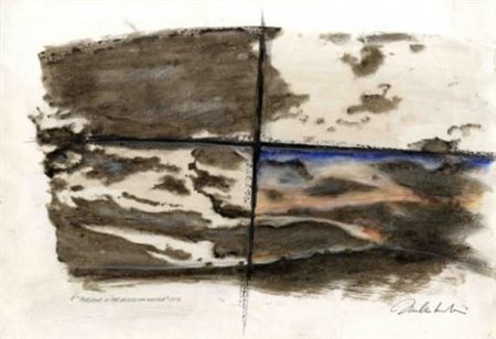 MARCELLO LUCADEI Porzione di paesaggio con nuvole, 2012 Tecnica mista su...