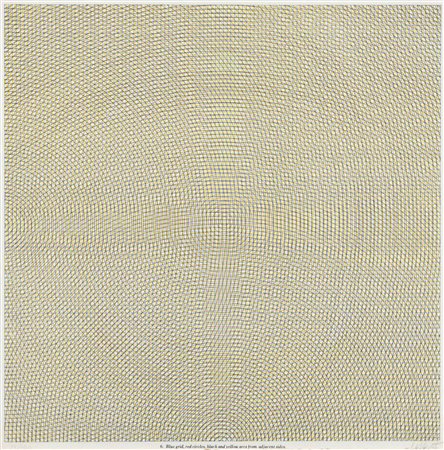 SOL LEWITT
Blue grid, red circles, black and yellow arcs from adjacent sides