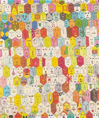 ALIGHIERO BOETTI 
Tecnica mista su manifesto, cm. 81 x 68