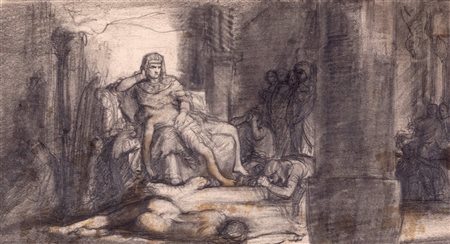 Adolf Hirémy-Hirschl (Temesvar 1860-Roma 1933)  - Studio preparatorio per il dipinto "La decima piaga d’Egitto"