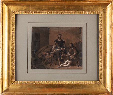 Enrico Scuri (Bergamo 1806-1884)  - Il conte Ugolino con i figli (dal dipinto di Giuseppe Diotti)