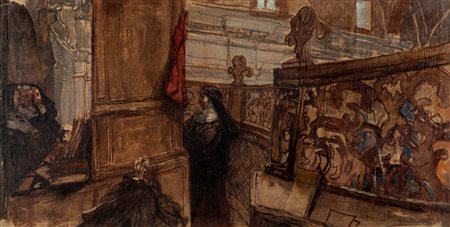 Enrique Serra Auqué (Barcellona 1859-Roma 1918)  - Roma, coro di monache a Santa Maria della Vittoria