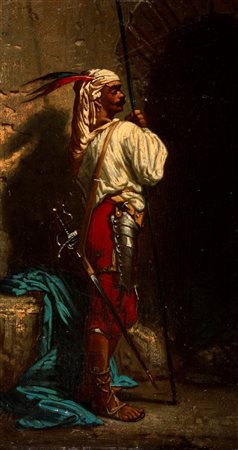 Scuola francese del XIX secolo - Coppia di dipinti di guerrieri, 1872