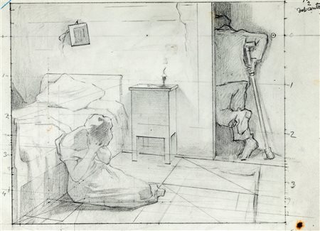 Silvio Giulio Rotta (Venezia 1853-1913)  - Coppia di studi preparatori per il trittico "Nelle tenebre"