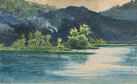 Ettore Ferrari (Roma 1845-1929)  - Il lago di Piediluco, 1876