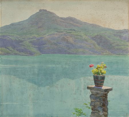 Ettore Ferrari (Roma 1845-1929)  - Lago di Albano