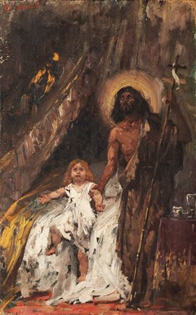 Giuseppe Sciuti (Zafferana Etnea 1834-Roma 1911)  - San Giovanni guarisce un bambino