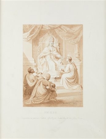 Scuola italiana del XIX secolo - Pio IX dispensa ai poveri l'obolo offertogli dalla Carità dei fedeli, 1862
