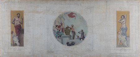 Jean Paul Louis Tinayre (Neully-sur-Seine 1861-?)  - Il Suffragio Universale, bozzetto per un affresco nel municipio di Cannes