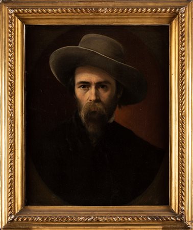 Scuola italiana del XIX secolo - Ritratto d'uomo con cappello