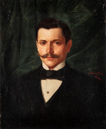 Giuseppe Pennasilico (Napoli 1861-Genova 1940)  - Ritratto di giovane uomo con baffi