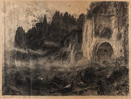 Cesare Biseo (Roma 1843-1909)  - Le rovine dello Stadio al Palatino