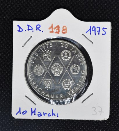 10 MARCHI DDR 1975 in argento, 20 JAHRE WARSCHAUER VERTRAG