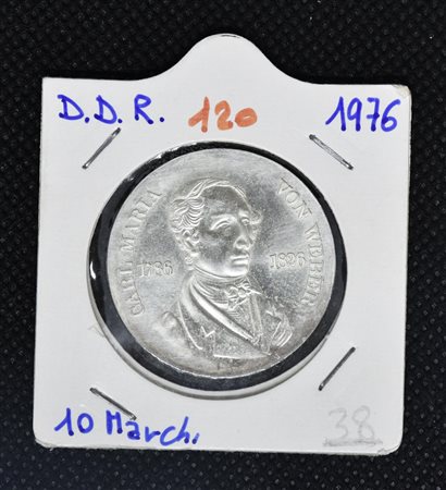 10 MARCHI DDR 1976 in argento, Carl Maria Von Weber