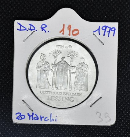 20 MARCHI DDR 1979 in argento, Gotthold Ephraim Lessing