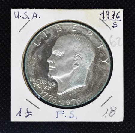 1 DOLLARO USA 1976 in rame argentato, Duecentesimo Anniversario Indipendenza...