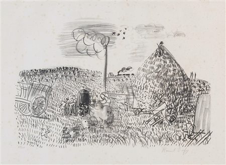 RAOUL DUFY (Le Havre 1877 - Forcalquier 1953) "Paesaggio". Litografia a...