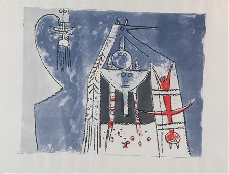 WILFREDO LAM (Sagua la Grande 1902 - Parigi 1982) "Senza titolo". Litografia...