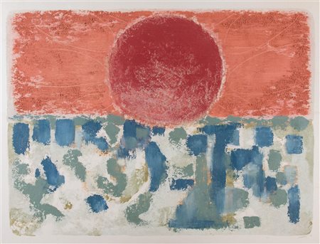 BRUNO SAETTI (Bologna 1902 - 1984) "Sole rosso", 1974. Litografia a tecnica...