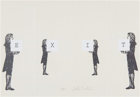 GIULIO PAOLINI (Genova 1940) "Exit", 1996. Litografia fustellata su carta. Cm...