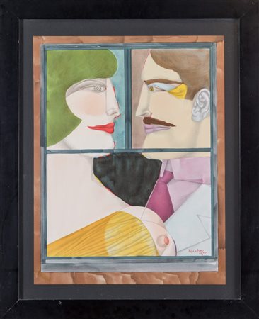 RICHARD LINDNER (Amburgo 1901 - New York 1978) "Composizione", 1975....