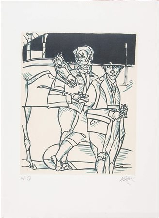 VALERIO ADAMI (Bologna 1935) “Senza titolo”. Litografia a colori su carta....