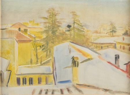 ILARIO ROSSI (Bologna 1911 - 1994) "Paesaggio", prima metà anni '40....