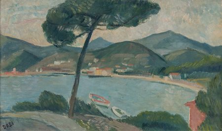 ERCOLE DREI (Faenza 1886 - Roma 1973) "Paesaggio" Olio su cartone telato. Cm...