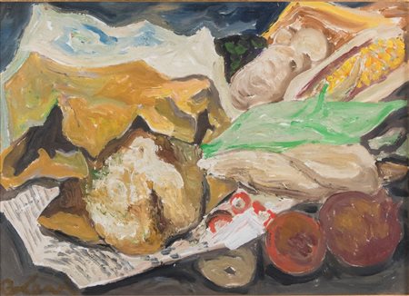 CARLO LEVI (Torino 1902 - Roma 1975) “Natura morta”. Olio su tela. Cm 50x70....