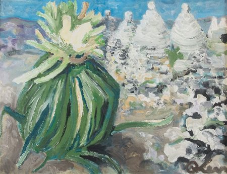 CARLO LEVI (Torino 1902-Roma 1975) “I Trulli di Alberobello”, 1957. Olio su...