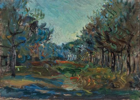 CORRADO NINO CORAZZA (Bologna 1897 - 1975) "Pineta a Ravenna", anni '40. Olio...