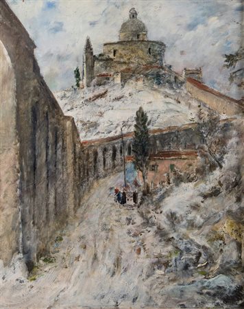 DANTE COMELLI (Bologna 1880 - 1958) "La basilica di san Luca". Olio su...