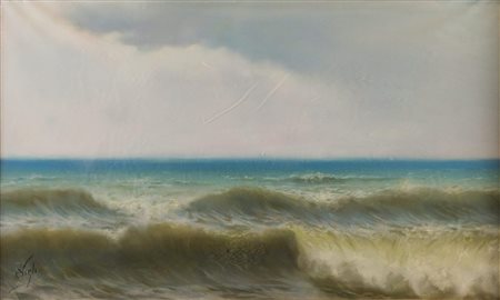 CORIOLANO VIGHI (Firenze 1846 - Bologna 1905) "Marina". Tecnica mista su...