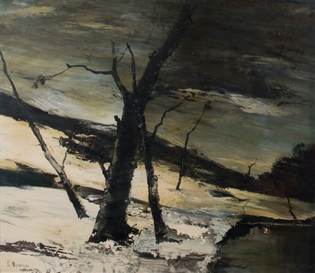 UBALDO MAGNAVACCA (Modena 1885-1957) “Paesaggio”. Olio su tavola. Cm 60x73....