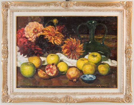 LEO MASINELLI (Modena 1902 - Venezia 1983) "Natura morta". Olio su tavola. Cm...