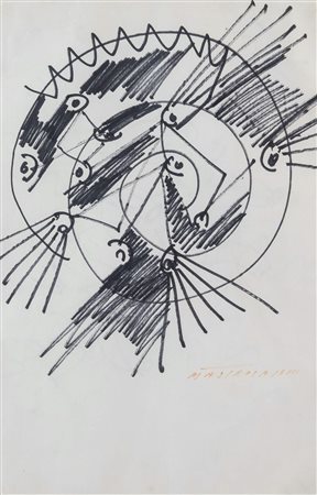 UMBERTO MASTROIANNI (Fontana Liri 1910 - Milano 1998) "Senza titolo". Disegno...