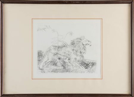 ANTONIO LIGABUE (Zurigo 1899 – Gualtieri 1965) "Leone". Incisione ad...