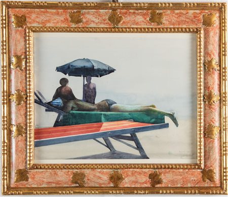 DINO BOSCHI (Bologna 1923 - 2015) "Spiaggia", 1977. Tecnica mista su carta...