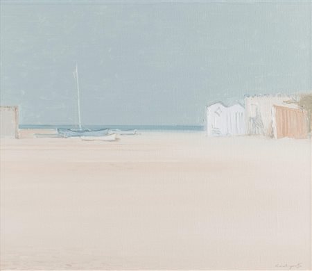 RENZO CODOGNOTTO (Cesarolo 1938) "Marina". Olio su tela. Cm 60x70. Opera...