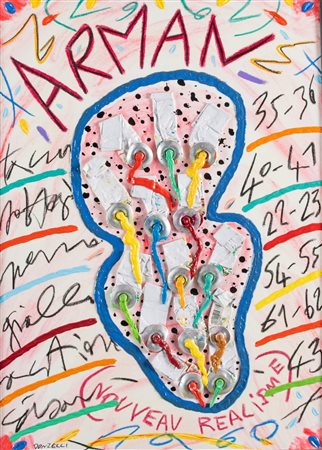 BRUNO DONZELLI (Napoli 1941) "Ormare, Arman". Olio, tecnica mista e collage...