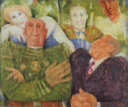 REMO SQUILLANTINI (Stia 1920 - Firenze 1996) "Il generale". Olio su tavola....