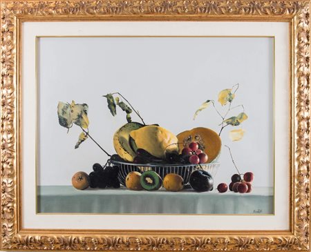 BENIAMINO CICCOTELLI (Tollo 1937) "Mezzo melone fondo chiaro". Olio su tela....