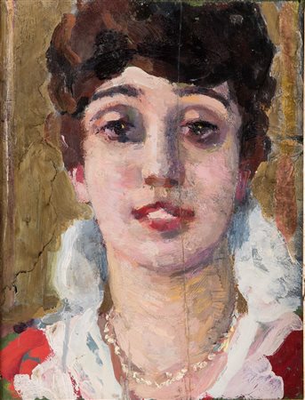 CARLO CORSI (Nizza 1879 - Bologna 1966) "Ritratto" Olio su tavola. Opera...