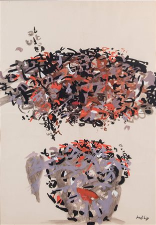 ANTONIO SANFILIPPO (Partanna 1923 - Roma 1980) "Senza titolo", 1958. Tempera...