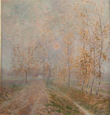 GIOVANNI SECCHI (Bologna 1876 - Darfo Boario Terme 1950) "Alba tra i pioppi",...