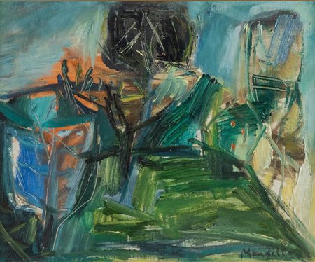 POMPILIO MANDELLI (Villarotta 1912 - Bologna 2006) "Studio di paesaggio",...