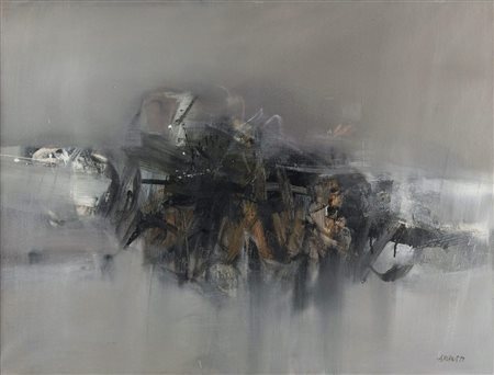 ALBERTO ABBATI (Faenza 1923 - Bologna 2011) "Paesaggio", 1966. Olio su tela....
