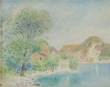 UMBERTO LILLONI (Milano 1898 -1980) "Riviera ligure", 1947. Olio su tela. Cm...