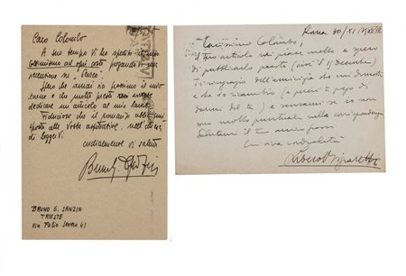 Bigiaretti, Libero - Sanzin, Bruno Giordano - Cartoline postali autografe firmate